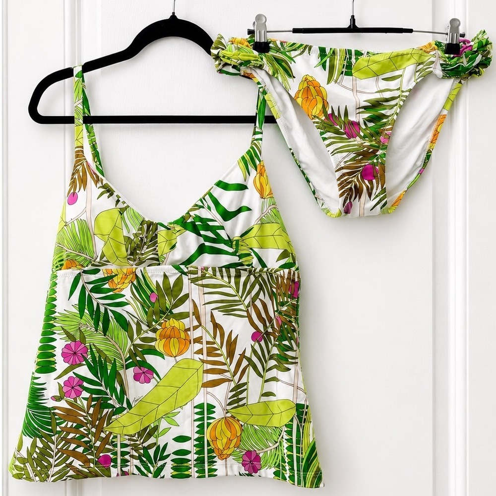 Trina Turk It's Bananas Tankini Bikini Set Tropical Palm Leaf NWT Size 14 - Picture 1 of 4